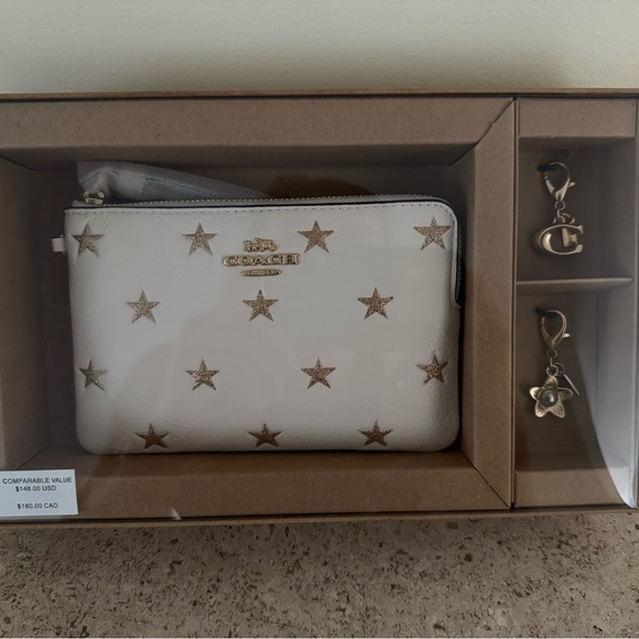 Coach White Pouch with Gold Star Design - Picture 2 of 3
